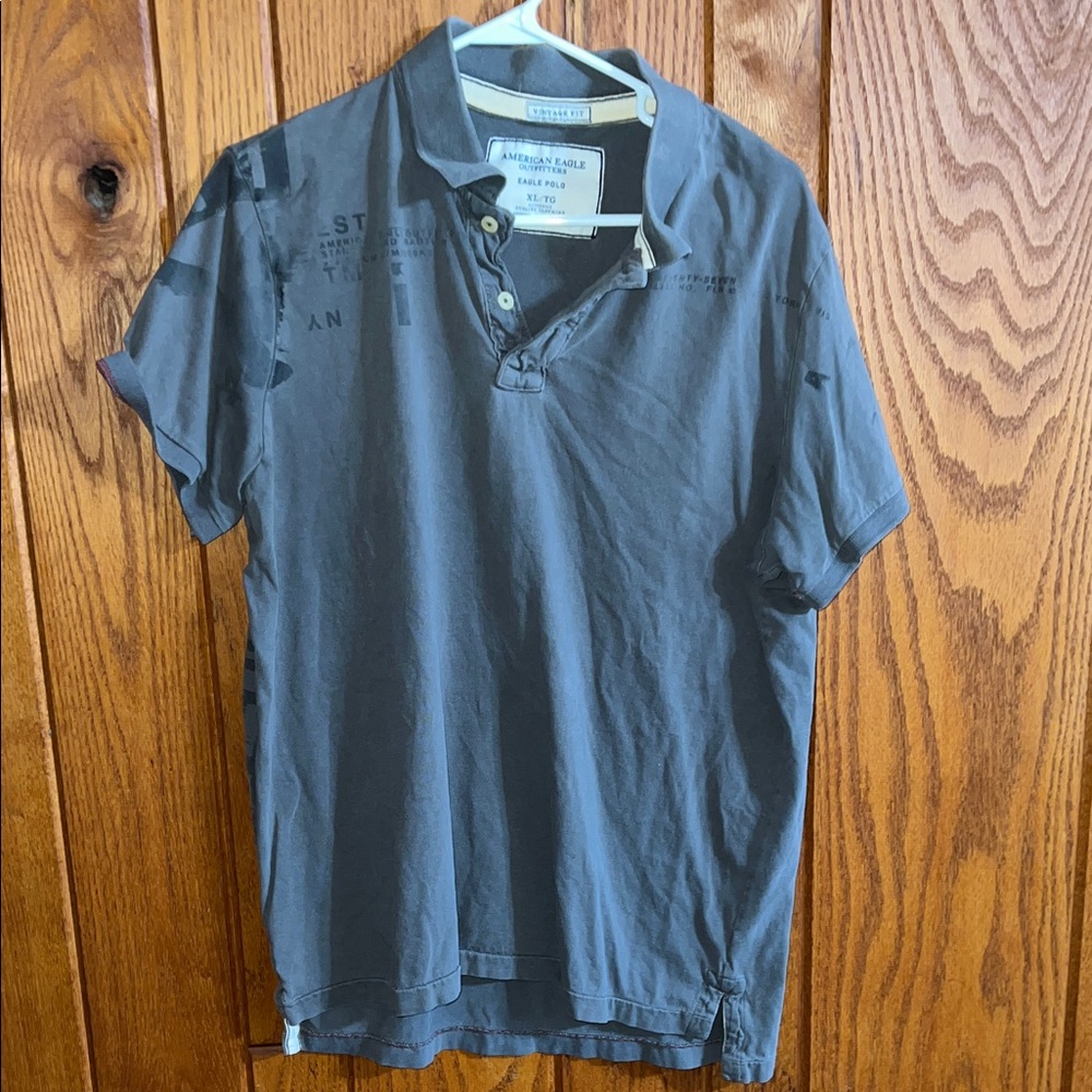 American Eagle Outfitters Men's Charcoal Polo Shirt Size XL